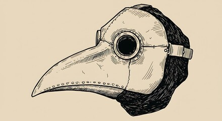 Vintage plague doctor mask illustration a symbolic representation