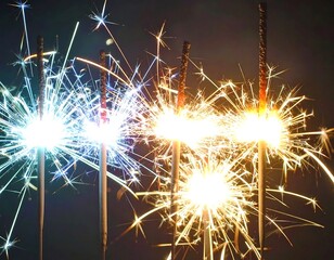 Obraz premium Sparkling firecrackers on black background