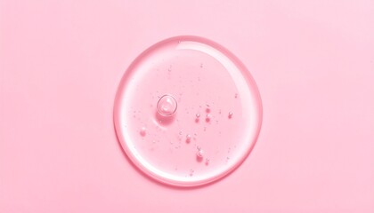 Obraz premium Single Translucent Drop of Light Pink Skincare Serum with Bubbles