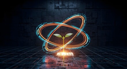 Futuristic Plant Growth A Symbol of Technological Advancement and Sustainability.