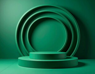 Green circular pedestal display