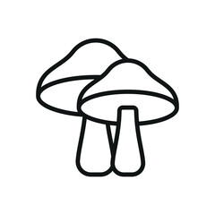 Mushroom icon in minimalist line for botany, fungi, and herbal projects.