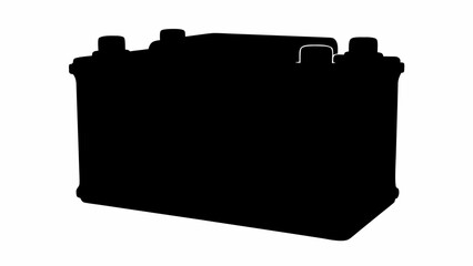 Sleek black silhouette of a car battery, essential power source for vehicles, perfect for automotive, tech, or industrial designs