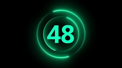 Green Neon Circle With Number 48 On Black Background abstract bright