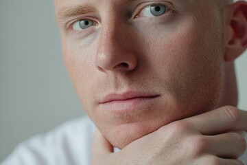 Close-up portrait of a man with a thoughtful expression.