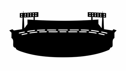 Obraz premium Iconic stadium silhouette with bright floodlights captures the essence of sports excitement and grand events.