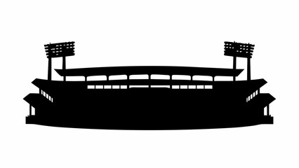 Obraz premium Iconic stadium silhouette with bright lights illuminates nighttime sports events and celebrations