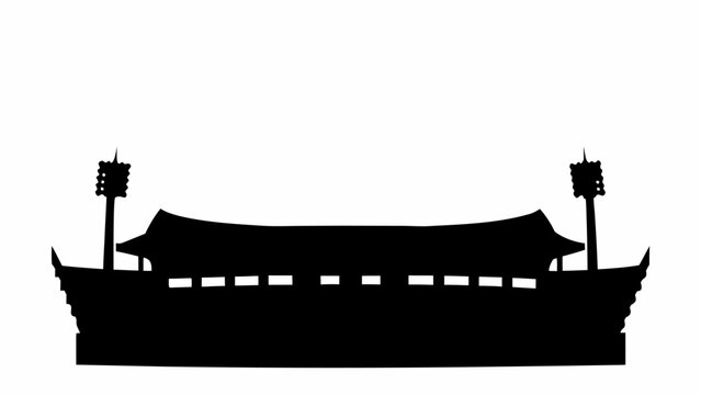 Iconic stadium silhouette captures the energy of sports events and architectural grandeur for dynamic branding and event promotion