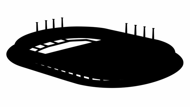 Striking silhouette of a professional stadium ready for a major sports event, perfect for branding, sports marketing, and event promotions, bold graphic style