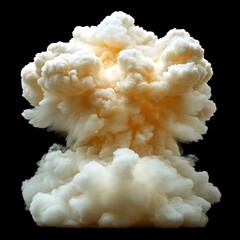 Massive cloud formation; billowy, layered, cream-colored plume