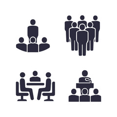 Business Team Icons Set – Corporate Teamwork, Collaboration and Partnership Vector