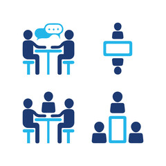Business Team Icons Set – Corporate Teamwork, Collaboration and Partnership Vector