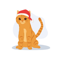 cute cartoon cat wearing santa hat christmas kitten illustration perfect for holiday clipart and festive creative use