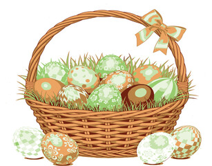 Funny cartoon Easter eggs vector set with cute faces and emotions, colorful holiday illustration for kids, Easter decoration clipart.