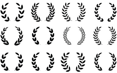 Heart and Laurel Wreath Vector Collection – Romantic Love Symbols, Valentine Icons, Vintage Award and Champion Badge Design Set