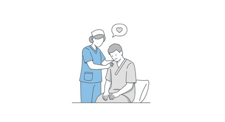 Compassionate Nurse Examining Patient with Care, Ideal for Healthcare Awareness, Medical Illustrations, and Promoting Empathy in Medical Practices.