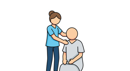 Compassionate caregiver assisting patient in healthcare setting, ideal for illustrating medical assistance, home healthcare services, or elderly care concepts.