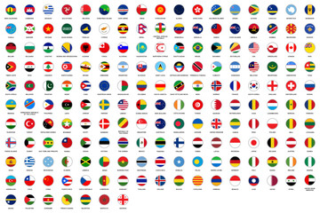 Set of all national flags of the world circular vector design