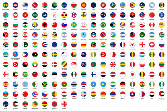 Set of all national flags of the world circular vector design