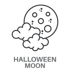 Halloween Moon Outline Concept Simple Style Design Vector