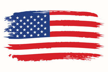 Distressed American Flag Grunge Style US Flag with Brush Stroke Texture