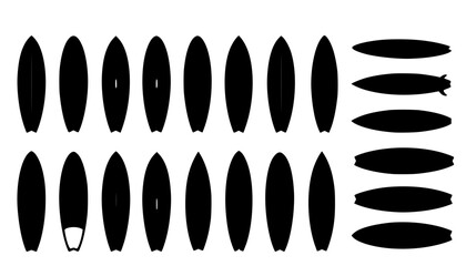 Surfboard vector set, surfing silhouettes, surfboard silhouettes, ords	