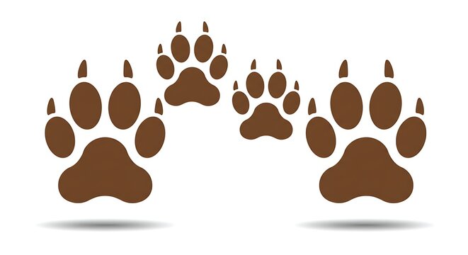 Brown paw prints vector design on white background for various uses