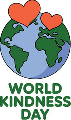 World Kindness Day Earth With Two Hearts And Green Continents love planet