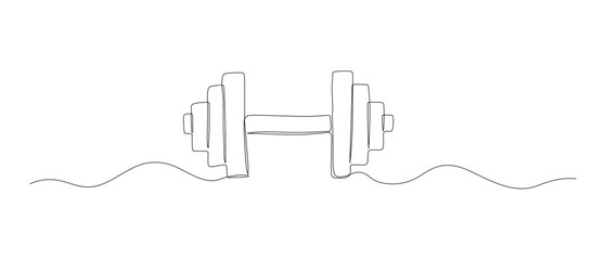 Dumbbell continuous line illustration. Hand drawn doodle vector sketch isolated on white background.