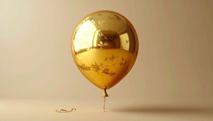 Golden balloon on a beige background (1)