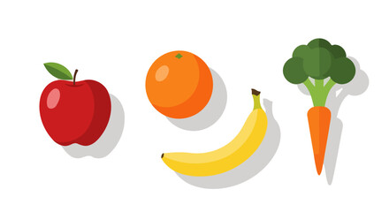Vibrant Vector Illustration of Fresh Fruits and Vegetables for Promoting Healthy Eating Habits and Nutritional Awareness Campaigns.