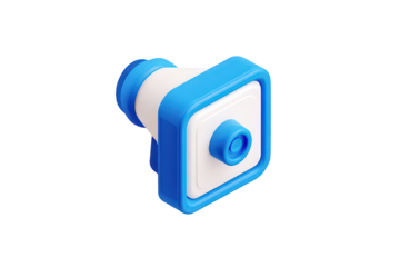 3D Isometric Blue And White Square Speaker Icon