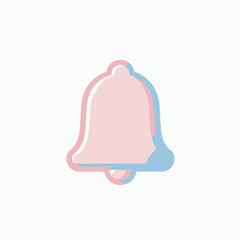 A pastel pink and blue bell icon on a clean white background
