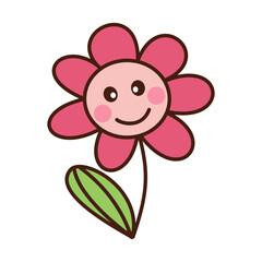 Vector illustration with flowers pink and cute smile
