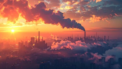 Industrial sunset smog