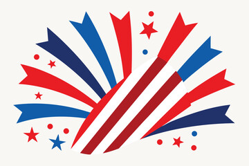 Obraz premium Patriotic Design Red, White, and Blue Ribbons with Stars and Stripes Motif