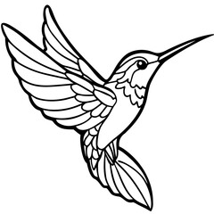 Fototapeta premium Vector illustration of a hummingbird and flower with wings, a symbol of freedom and nature
