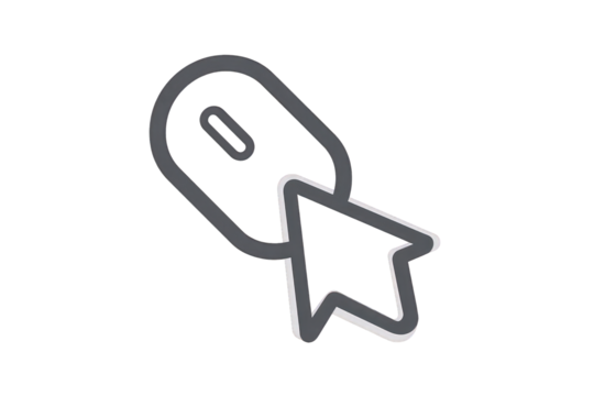 Grey Computer Mouse Cursor Icon with Arrow