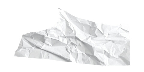 Paper crumpled overlay texture isolated on transparent background, high detail folds and wrinkles