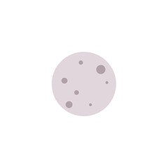 Minimalist flat design moon illustration in a gentle lavender hue, depicting celestial beauty and cosmic exploration, ideal for modern graphic projects and scientific themes