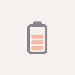 Stylized illustration of a battery charge indicator with three segmented levels, symbolizing power and energy