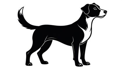 Black and white dog silhouette