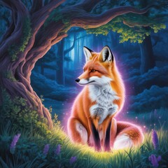 Enchanted Fox in a Mystical Forest at Twilight