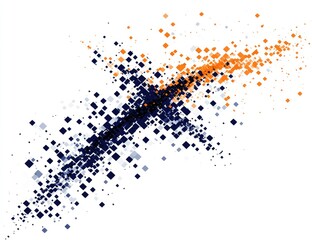 Geometric scatter plot with blue and orange squares.