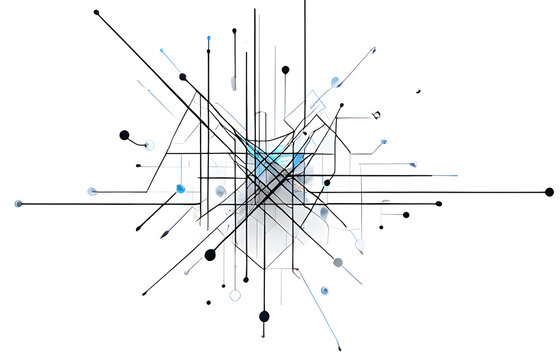 Abstract network diagram with connecting lines and dots against a starry night background