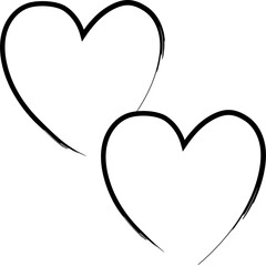 Painted hearts from grunge brush strokes