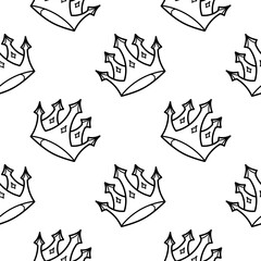 seamless pattern hand drawn queens crown