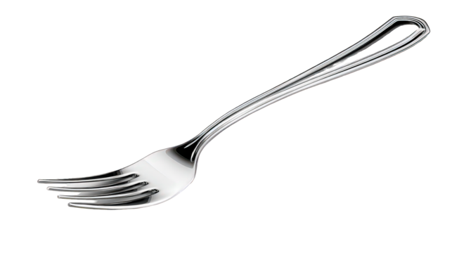 Silver Fork on Transparent Background