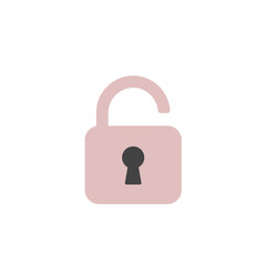 Clean graphic illustration of an open, pale pink padlock, symbolizing unrestricted access, freedom, and data security, perfect for digital privacy, web development, and user interface designs