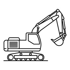 Vector art of excavator line art illustration